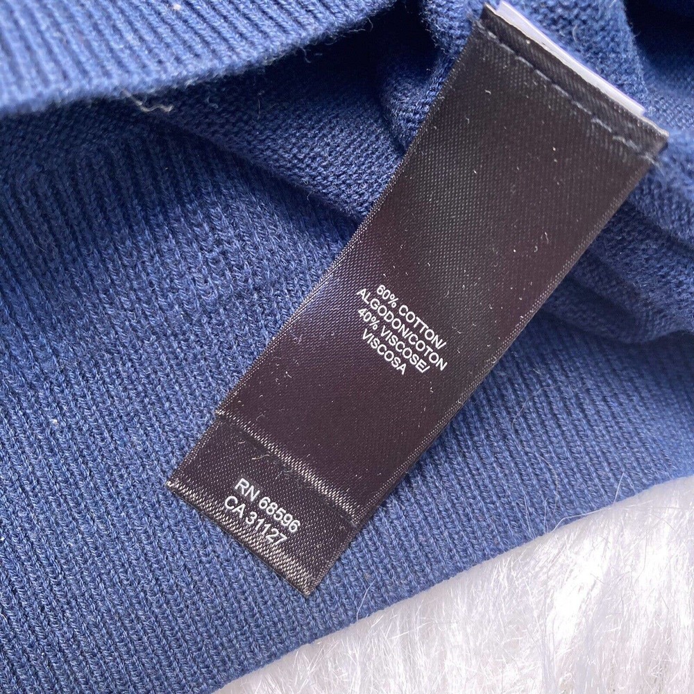 DKNY Jeans Blue Cotton Pullover Sweater Size Medium Casual Career Autumn Mens - Picture 5 of 6
